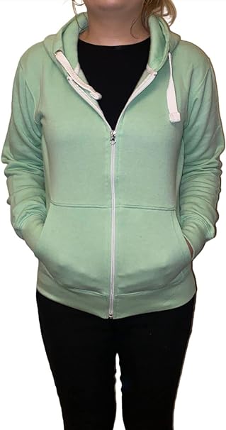 Ladies Plain Colour Hoodie Womens Fleece Hooded Top Zip Zipper Hoodie Sweatshirt Available in 22 Colours Plus Sizes 2XL-5XL