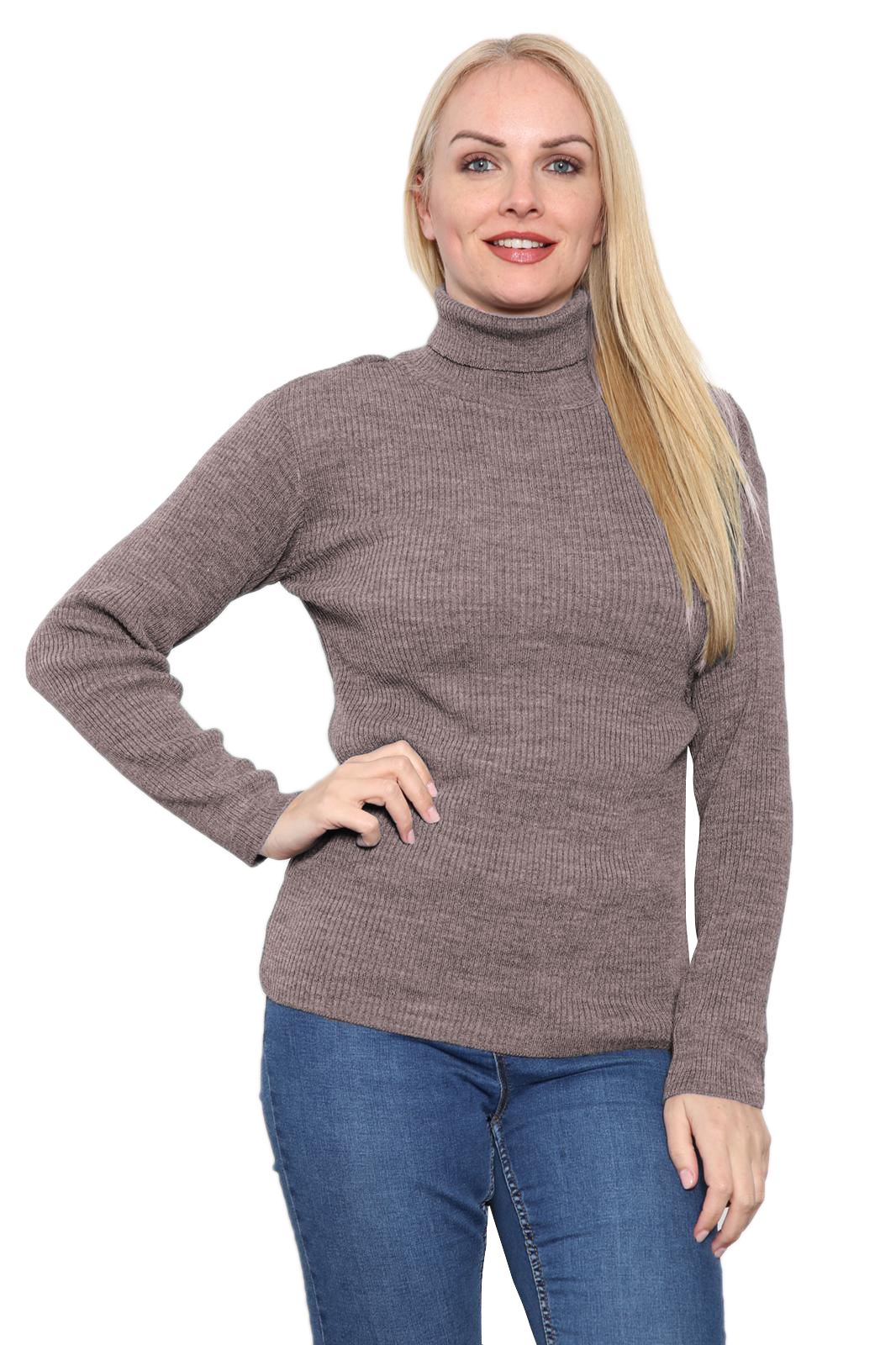 Ladies High Roll Neck Fine Jumper Sweater Long Sleeve Polo Ribbed Top