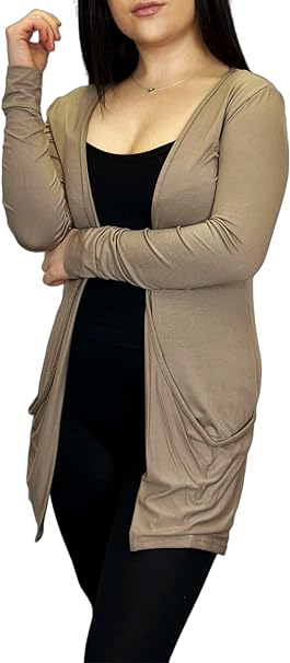 Ladies Long Sleeve Pocket Cardigan Womens Top Sizes 8-26