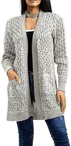 Women Crochet Knitted Oversized Cardigan Ladies Jumpers Open Front Long Sleeve Plus Size Sheer Knit Solid Cardigans Top