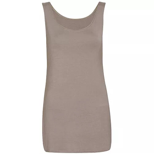 Womens Scoop Neck Sleeveless Ladies Long Stretch Plain Vest Strappy T-Shirt Top