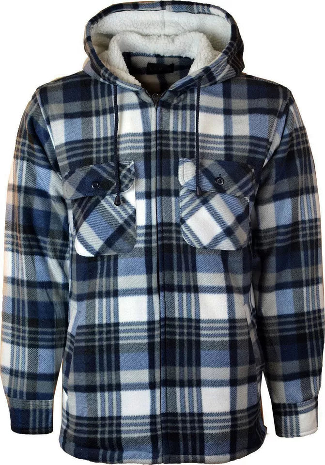 LUXE DIVA MENS PADDED SHIRT FUR LINED LUMBERJACK FLANNEL WORK JACKET WARM THICK CASUAL TOP