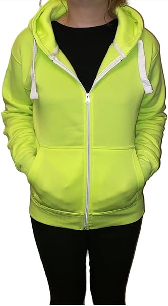 Ladies Plain Colour Hoodie Womens Fleece Hooded Top Zip Zipper Hoodie Sweatshirt Available in 22 Colours Plus Sizes Small-XL