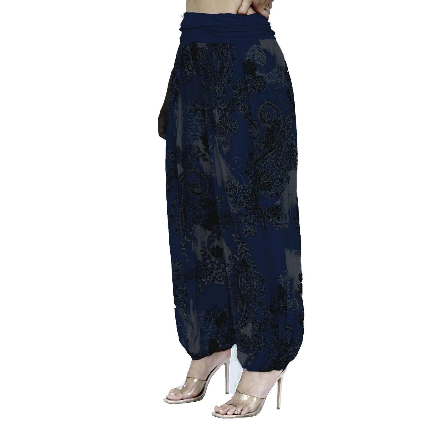 LUXE DIVA Women's Ladies Italian Paisley Print Baggy Harem Alibaba Pants Trousers Size 8-26 One Size Fit