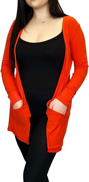 Ladies Long Sleeve Pocket Cardigan Womens Top Sizes 8-26