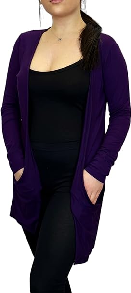 Ladies Long Sleeve Pocket Cardigan Womens Top Sizes 8-26