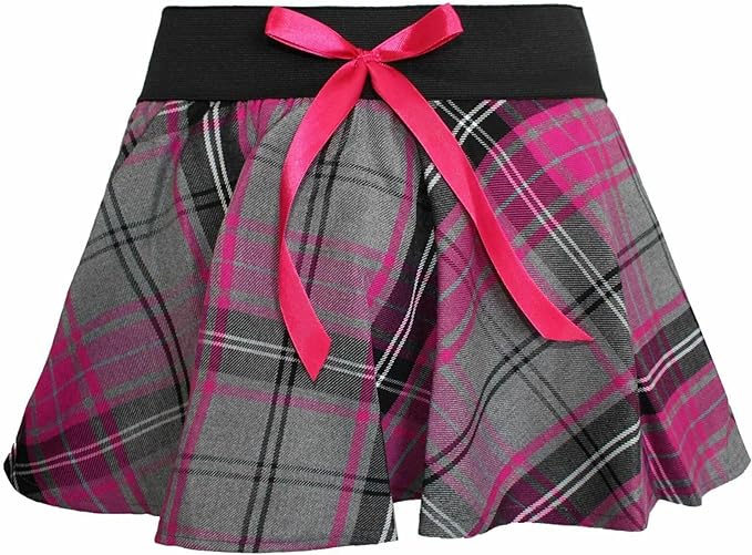 Girls Circular Kids Tartan Skirt Check Bow Detail Dance Mini Skirts 5-10 Years