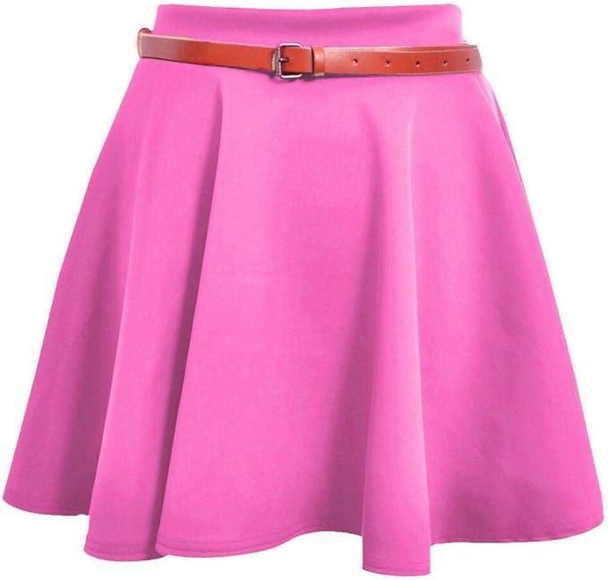 LUXE DIVA Womens Plus Belted Skater Skirt Ladies Short Flared Flippy Ponte Mini Party Skirt 6-20