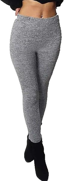 Womens Knitted Tartan Leggings Ladies Soft Warm Wool Christmas Retro Legging