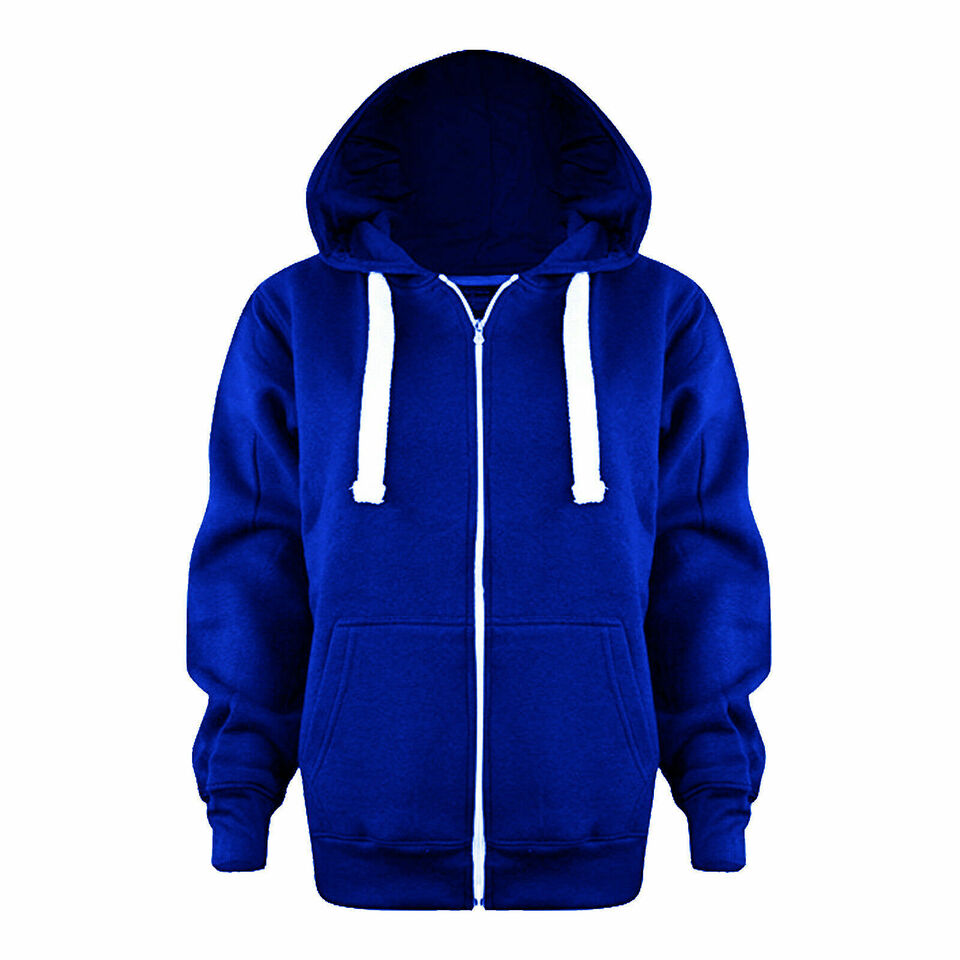 Ladies Plain Colour Hoodie Womens Fleece Hooded Top Zip Zipper Hoodie Sweatshirt Available in 22 Colours Plus Sizes 2XL-5XL