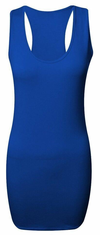 New Ladies Womens Long Racer Back Bodycon Muscle Vest Top Gym Top 8-26