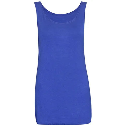 Womens Scoop Neck Sleeveless Ladies Long Stretch Plain Vest Strappy T-Shirt Top