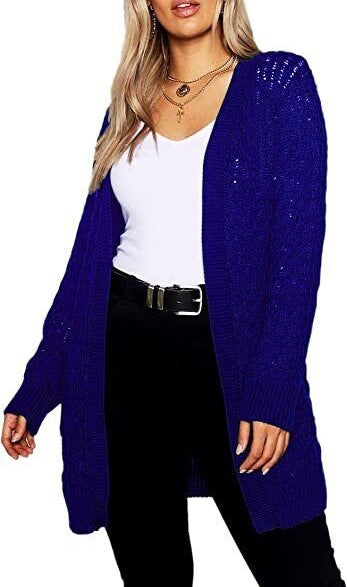 Women Crochet Knitted Oversized Cardigan Ladies Jumpers Open Front Long Sleeve Plus Size Sheer Knit Solid Cardigans Top