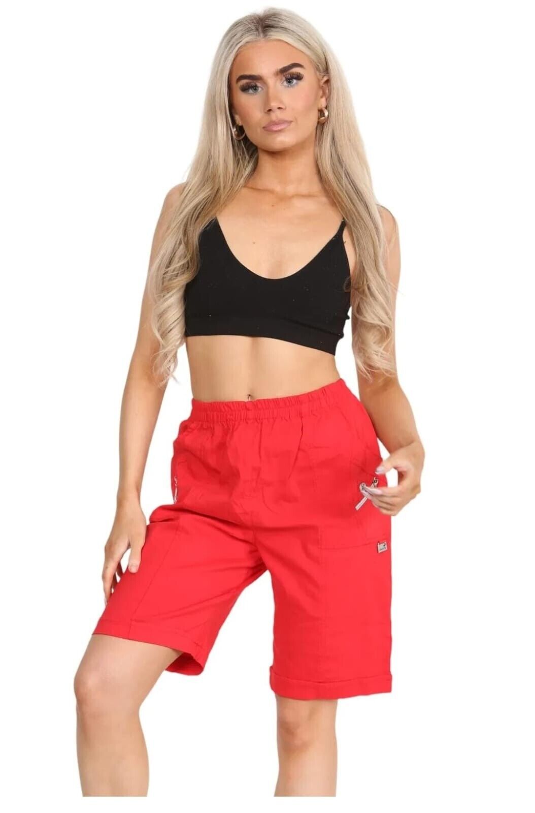 Women's Stretchy Summer Cotton Elasticated Cherry Berry Shorts Pant