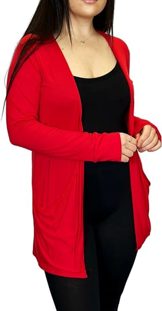 Ladies Long Sleeve Pocket Cardigan Womens Top Sizes 8-26