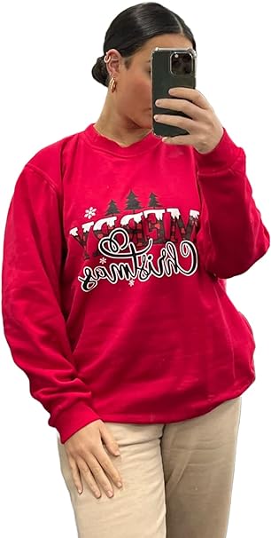 Ladies Merry Christmas Slogan Xmas Sweatshirt