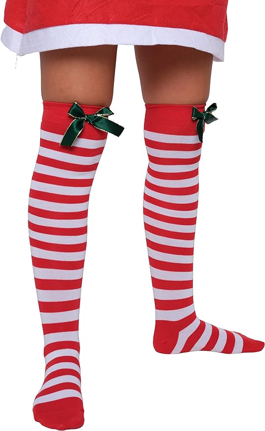 Ladies Girls Thigh High Hold Up Stocking With lace Satin Bow Over Knee Socks