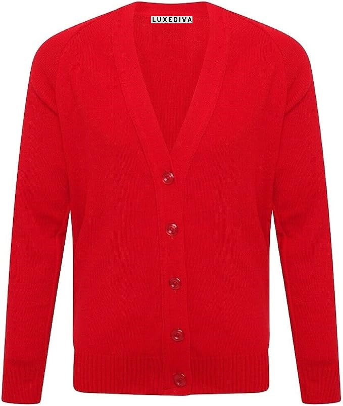 Girls V-Neck School Cardigans Long Sleeve Button-up knitwear for School Uniform