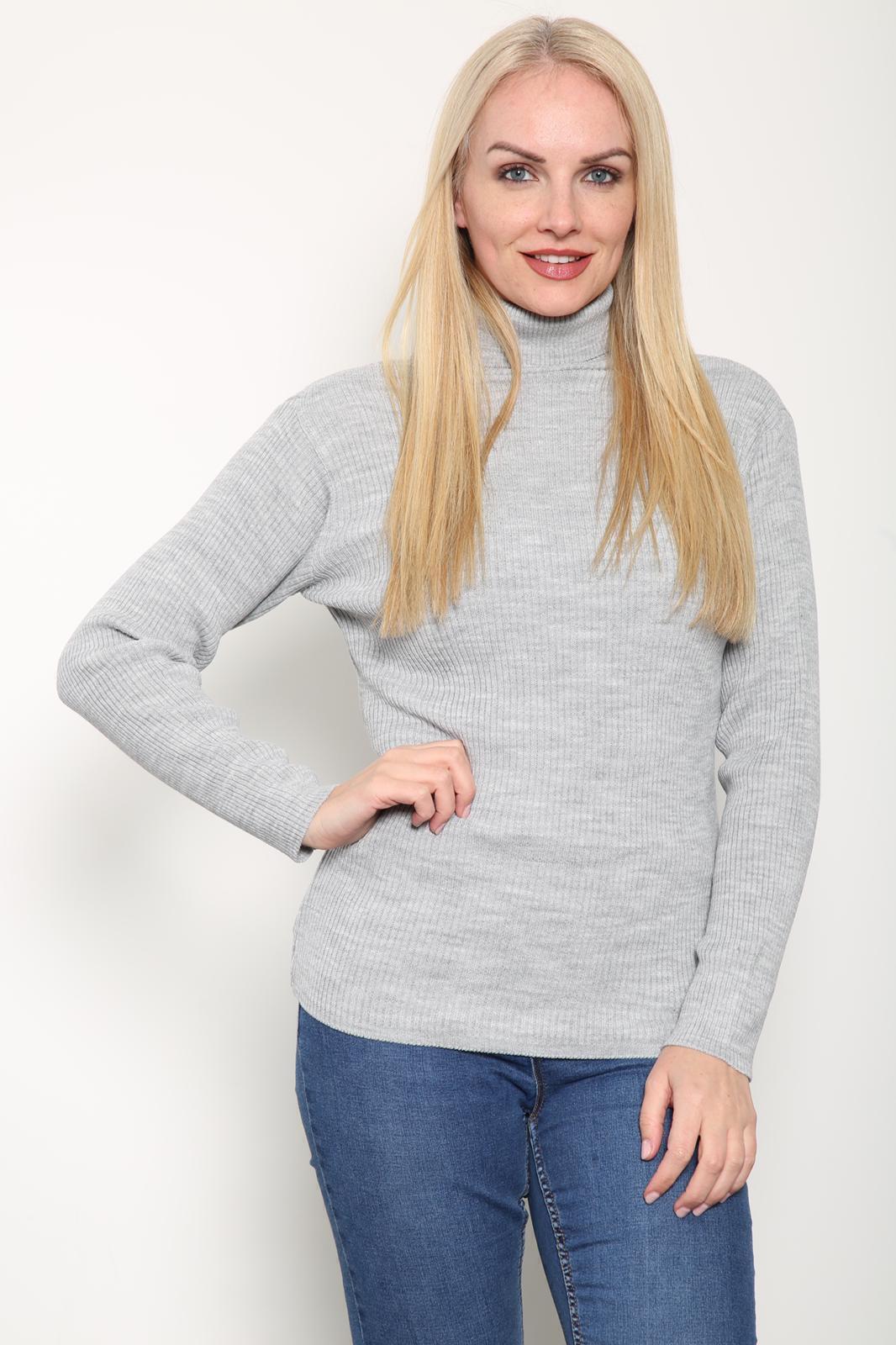 Ladies High Roll Neck Fine Jumper Sweater Long Sleeve Polo Ribbed Top