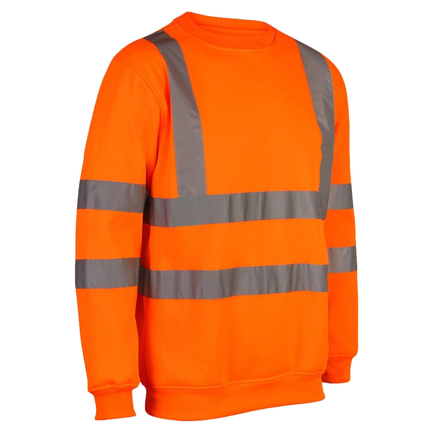 Hi Viz Vis Long Sleeve Crew Neck Sweatshirt Work Safety Fleece Jumper Sizes S-2XL