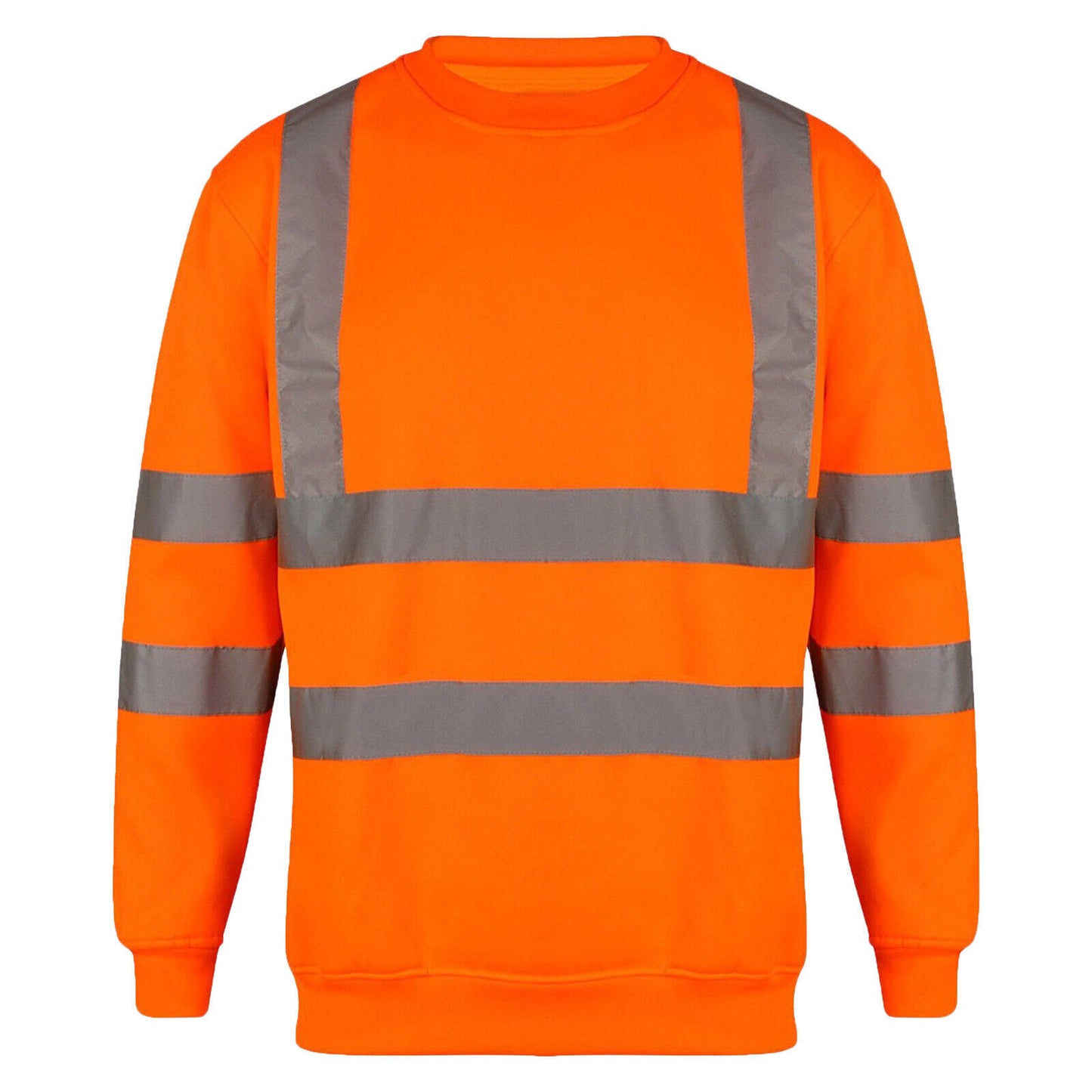 Hi Viz Vis Long Sleeve Crew Neck Sweatshirt Work Safety Fleece Jumper Sizes S-2XL