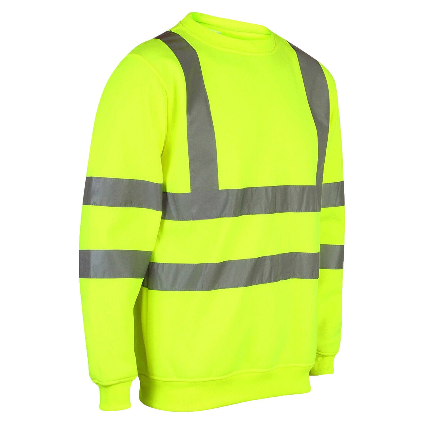 Hi Viz Vis Long Sleeve Crew Neck Sweatshirt Work Safety Fleece Jumper Sizes S-2XL