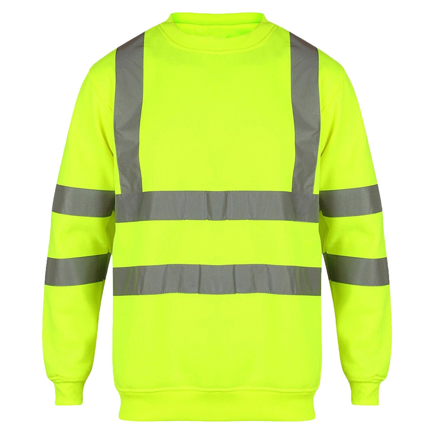 Hi Viz Vis Long Sleeve Crew Neck Sweatshirt Work Safety Fleece Jumper Sizes S-2XL