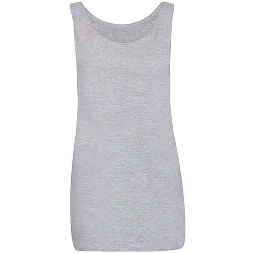 Womens Scoop Neck Sleeveless Ladies Long Stretch Plain Vest Strappy T-Shirt Top