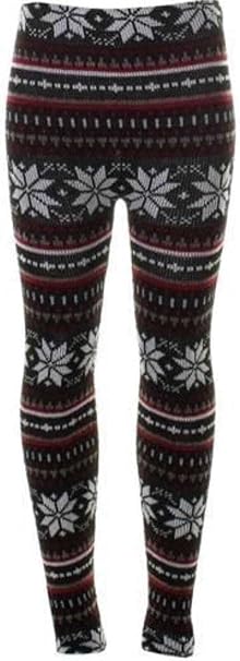 Womens Knitted Tartan Leggings Ladies Soft Warm Wool Christmas Retro Legging