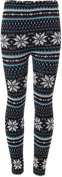 Womens Knitted Tartan Leggings Ladies Soft Warm Wool Christmas Retro Legging