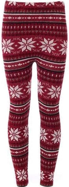 Womens Knitted Tartan Leggings Ladies Soft Warm Wool Christmas Retro Legging