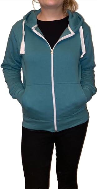 Ladies Plain Colour Hoodie Womens Fleece Hooded Top Zip Zipper Hoodie Sweatshirt Available in 22 Colours Plus Sizes 2XL-5XL