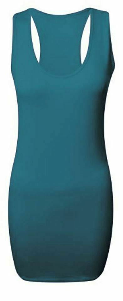 New Ladies Womens Long Racer Back Bodycon Muscle Vest Top Gym Top 8-26