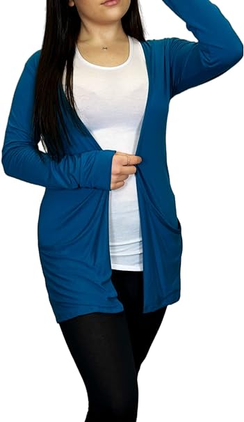 Ladies Long Sleeve Pocket Cardigan Womens Top Sizes 8-26