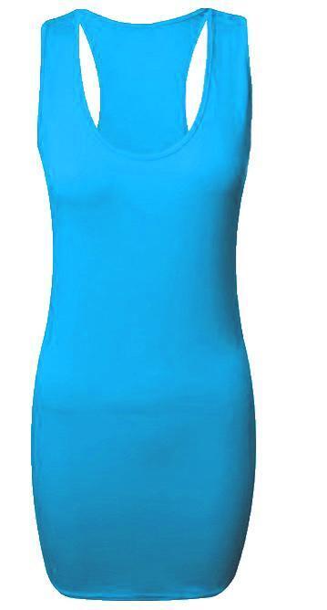 New Ladies Womens Long Racer Back Bodycon Muscle Vest Top Gym Top 8-26