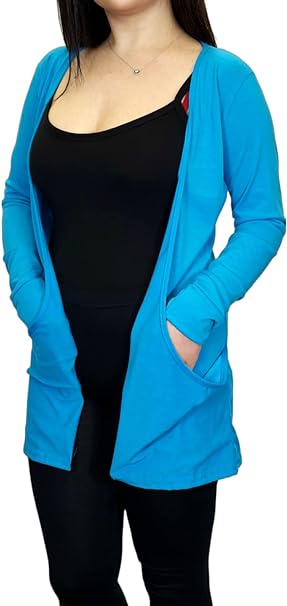 Ladies Long Sleeve Pocket Cardigan Womens Top Sizes 8-26