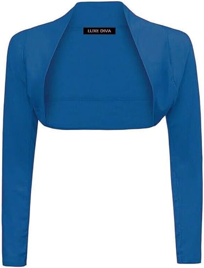 Womens Plain Long Sleeve Bolero Shrug Crop Top Ladies Cropped Cardigan Tops UK 16-26