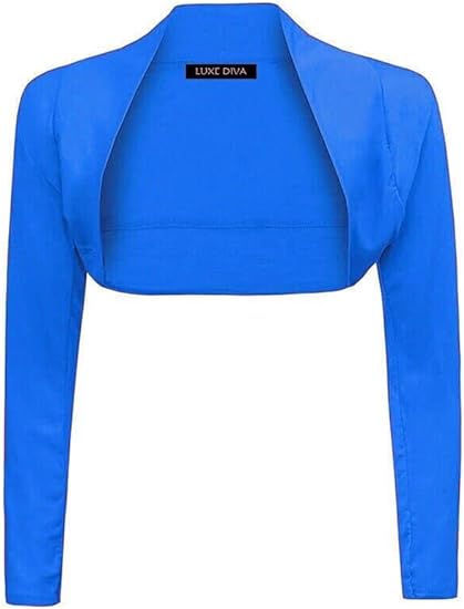 Womens Plain Long Sleeve Bolero Shrug Crop Top Ladies Cropped Cardigan Tops UK 16-26