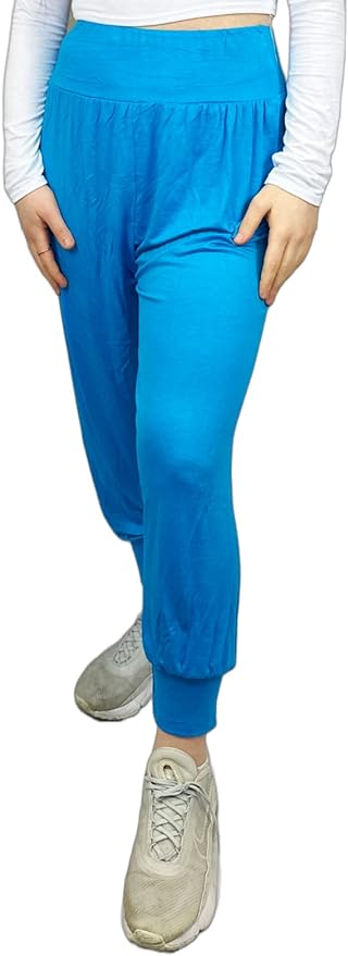 Harem Pants for Women UK Plain & Printed - Full Length Ankle Cuff Stretchy and Comfortable Alibaba Hippie Trouser for Yoga and Beach Festivals