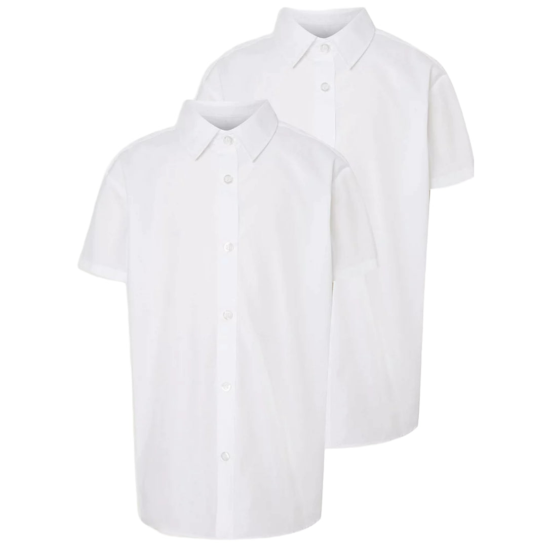 Kids Boys Girls School Uniform Short Sleeve Polycotton Blouse Shirt