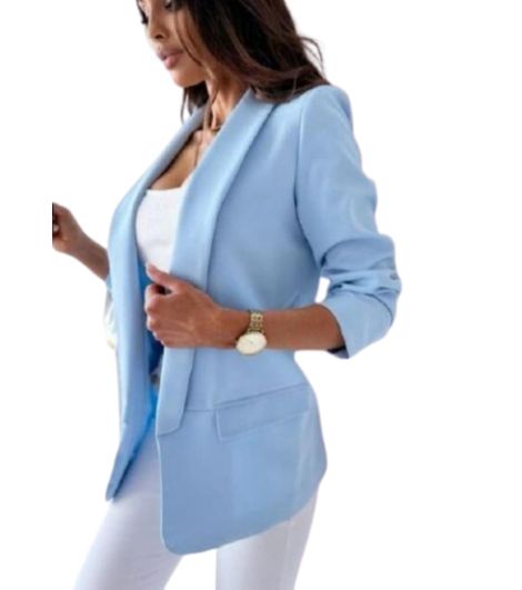 LUXEDIVA Womens Ruched Sleeve Blazer Collared Casual Formal Lined Jacket Ladies Top