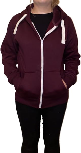 Ladies Plain Colour Hoodie Womens Fleece Hooded Top Zip Zipper Hoodie Sweatshirt Available in 22 Colours Plus Sizes 2XL-5XL