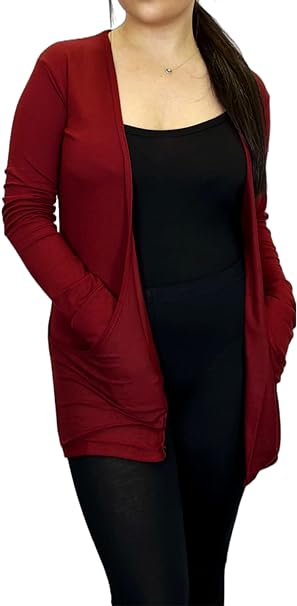 Ladies Long Sleeve Pocket Cardigan Womens Top Sizes 8-26