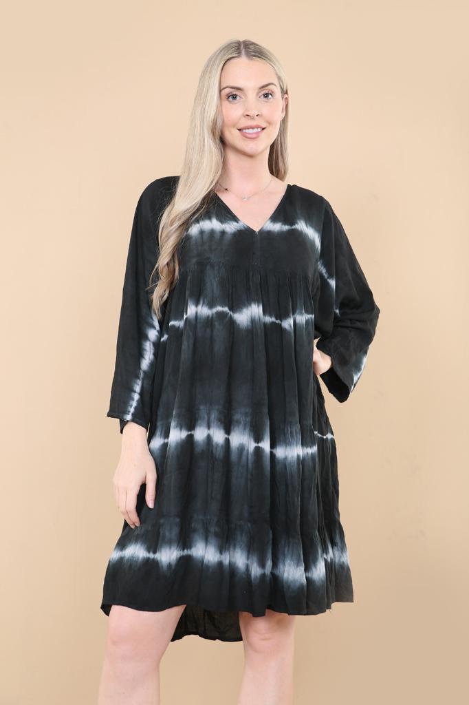 Women Long Sleeve Tidi VNeck Smoke dress Size SM to XL