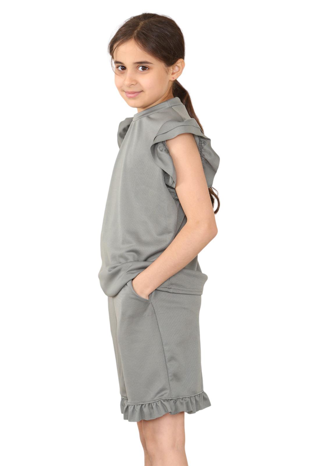 CHILDRENS GIRLS FRILL SHORT SET 2 PIECE LOUNGWEAR