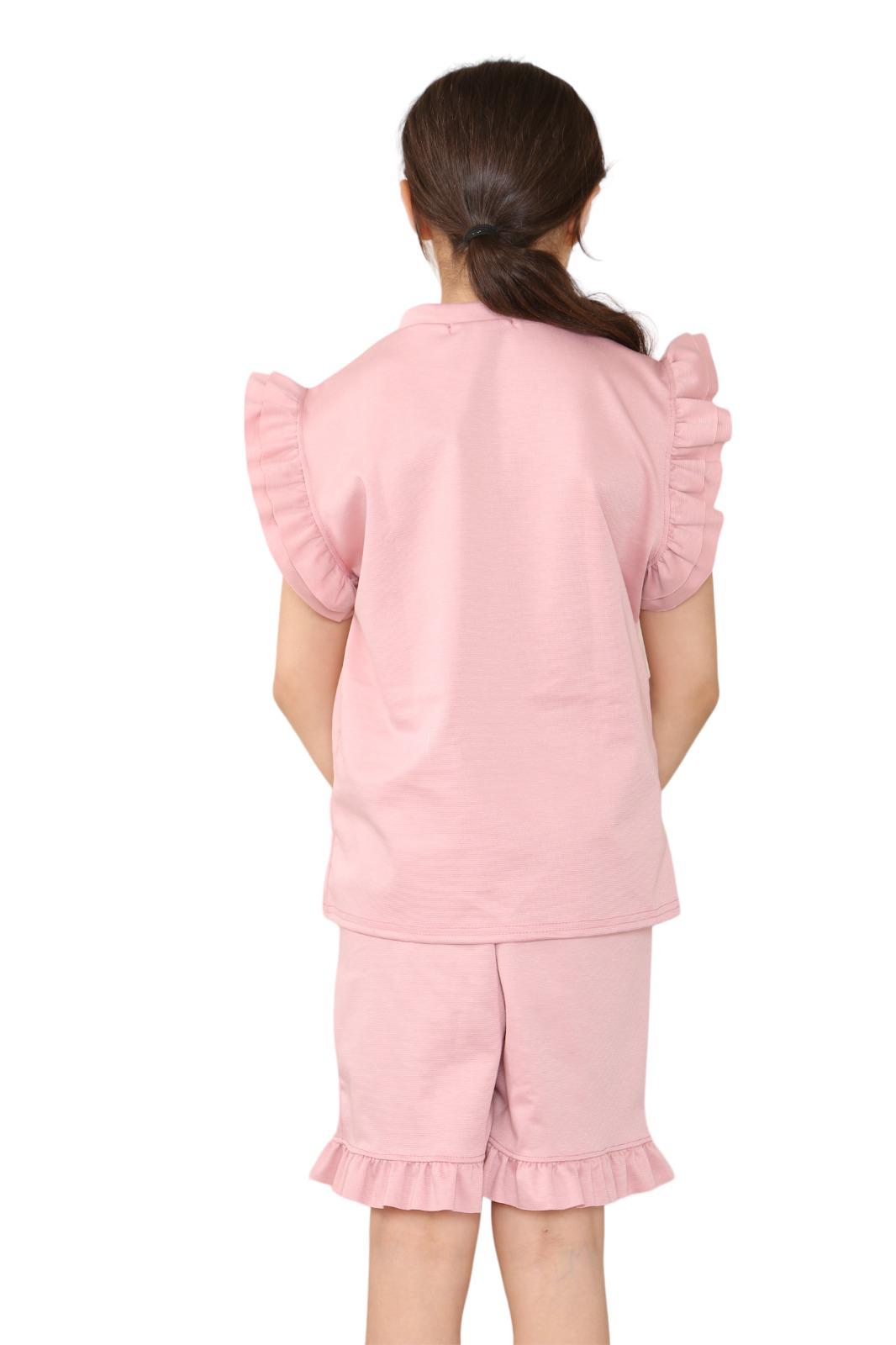 CHILDRENS GIRLS FRILL SHORT SET 2 PIECE LOUNGWEAR