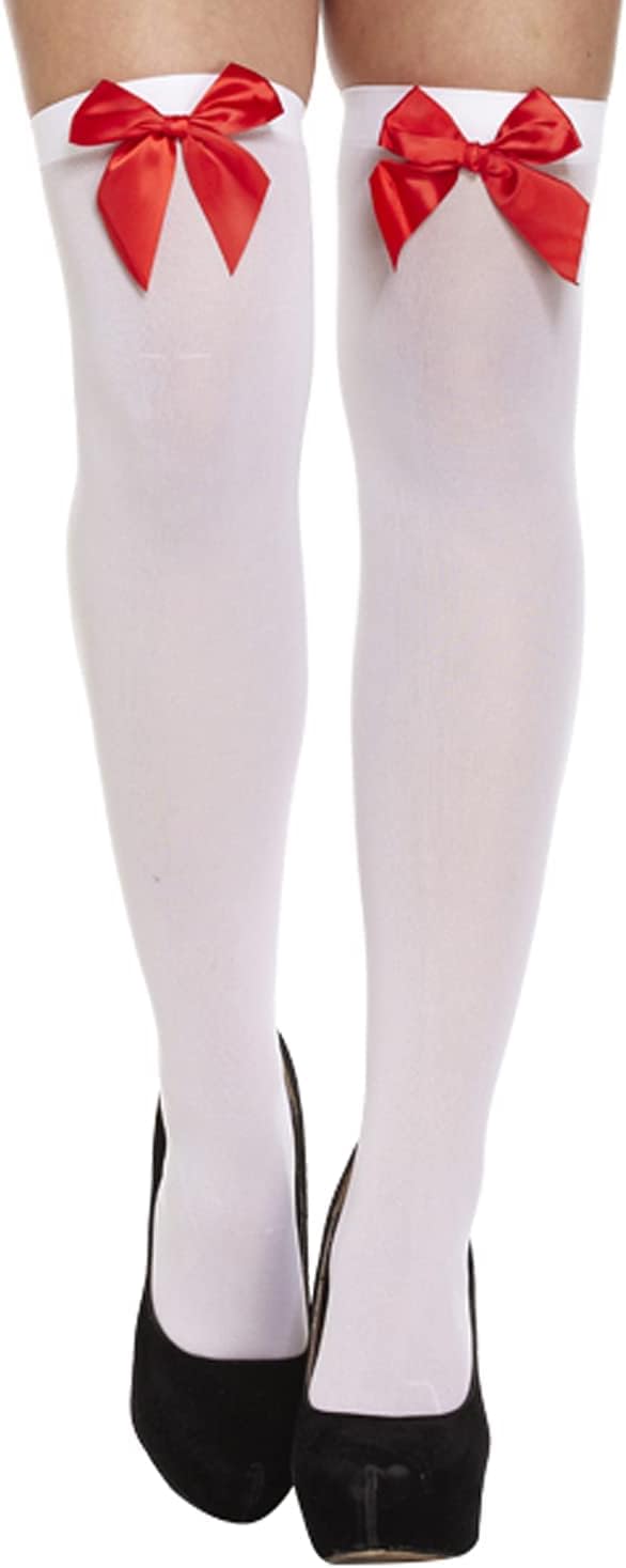 Ladies Girls Thigh High Hold Up Stocking With lace Satin Bow Over Knee Socks