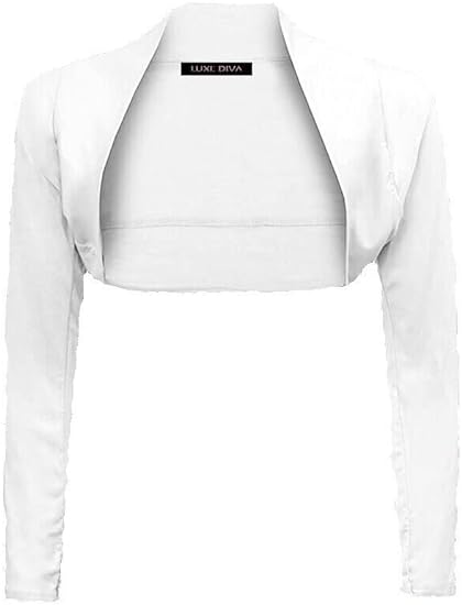 Womens Plain Long Sleeve Bolero Shrug Crop Top Ladies Cropped Cardigan Tops UK 16-26