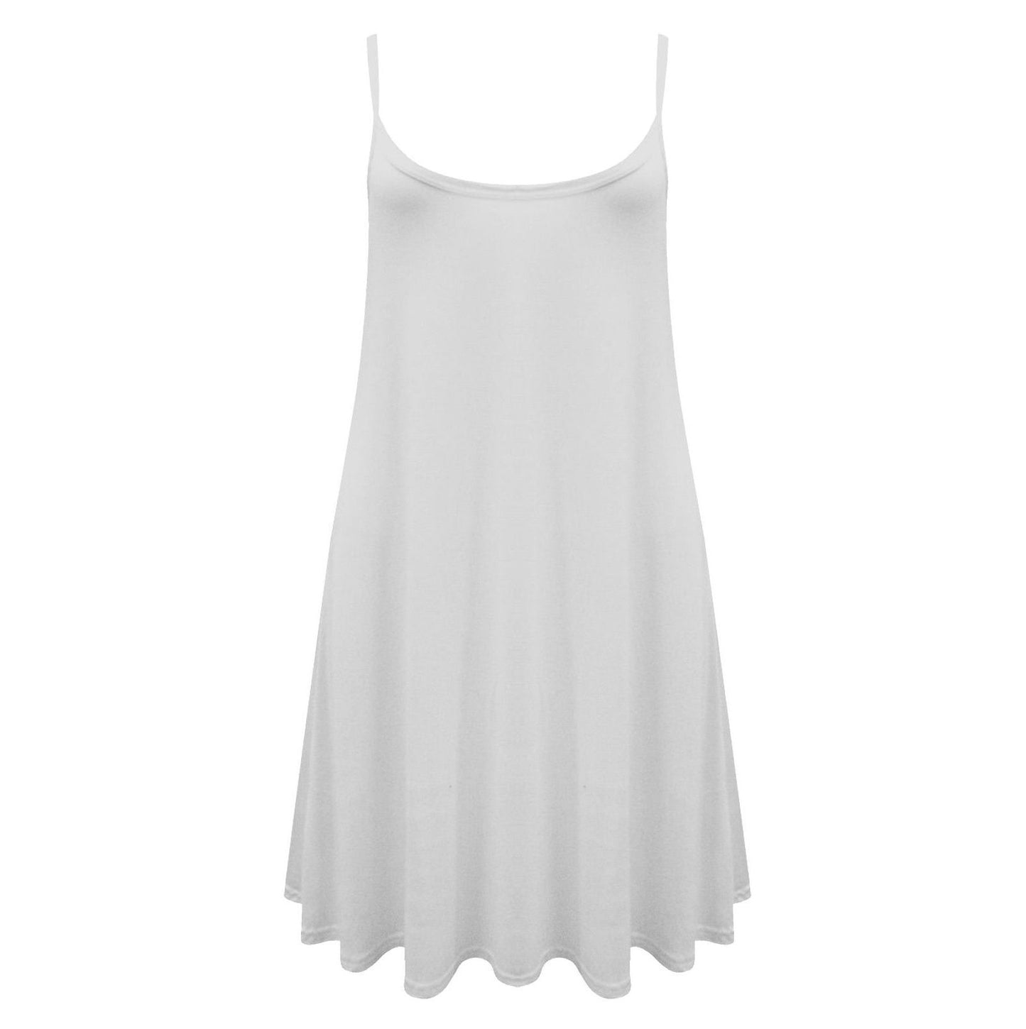 Women's Plain Cami Stretchy Flared Ladies Swing, Mini Dress Long Vest Top 8-22