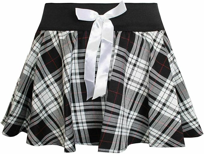 Girls Circular Kids Tartan Skirt Check Bow Detail Dance Mini Skirts 5-10 Years